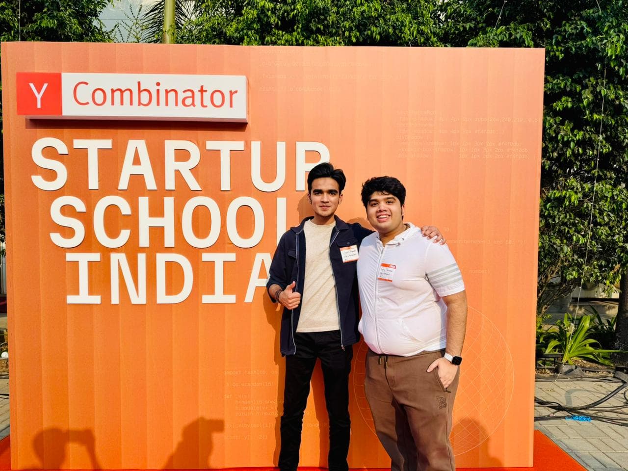 Sahil Tanna and Tayyab Khan at Y Combinator Startup School India